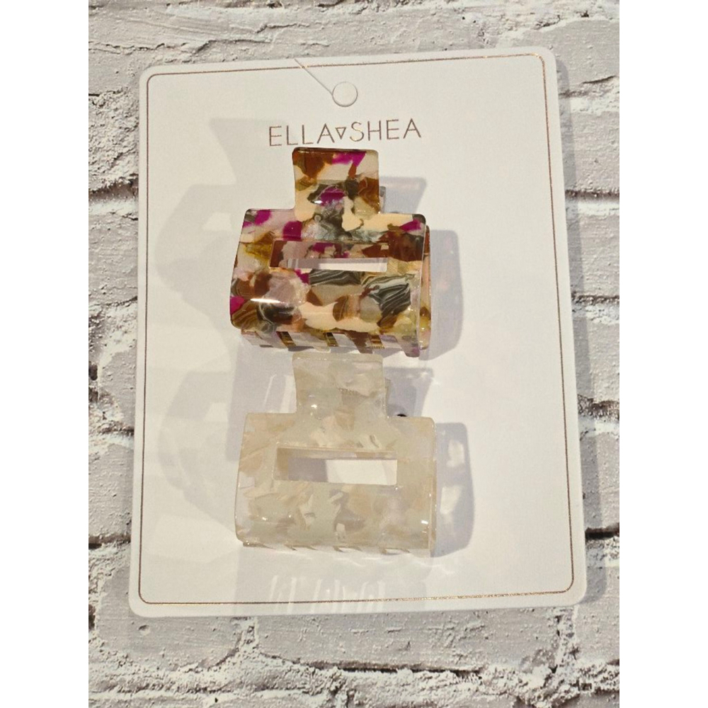 Ella+Shea Women's Hair Clips Multicolor Light Floral Design, NIOP 1.5" Approx - Picture 2 of 3